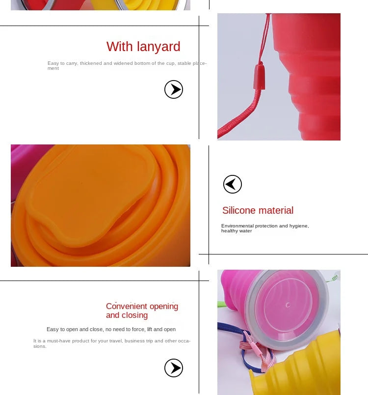 Folding Cups BPA FREE Food Grade Water Cup Travel Silicone Retractable Coloured Portable Outdoor Coffee Handcup