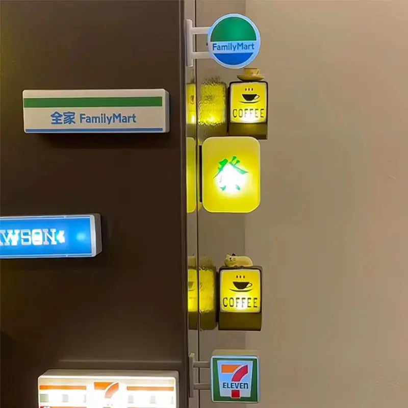 New Convenience Store Refrigerator Stickers Magnetic Fridge Stickers Lightbox Toy Model Light Signs Home Decorative Ornaments