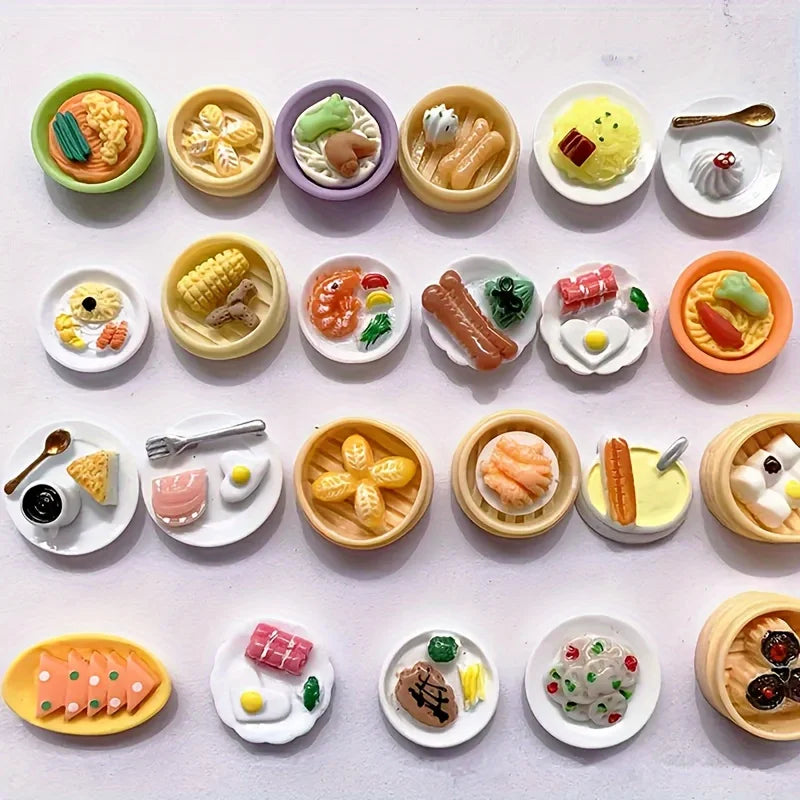 Mini Food Toys Mixed Style Resin Food Doll Kitchen Mini Food Statue DIY Accessories Halloween Christmas Gifts
