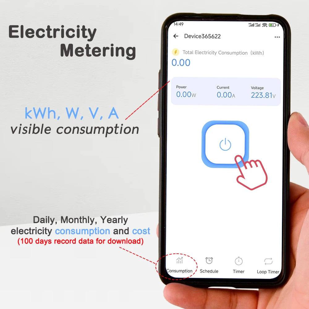 eWeLink Smart Switch with Power energy Monitoring Timer Switch App Monitoring Current  Voltage Consumption