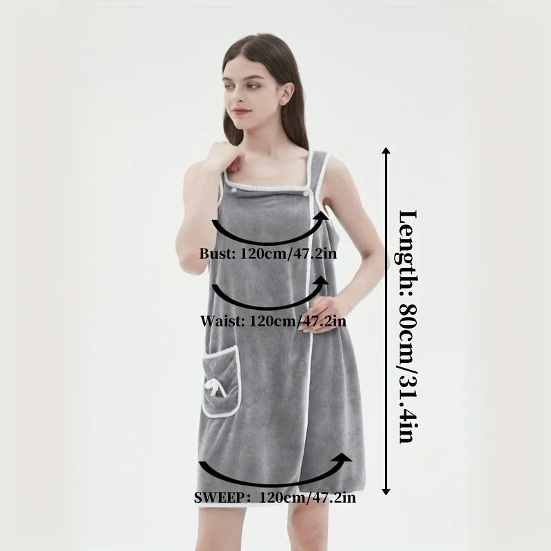 Bath Towel Household Women Wearable Wrap Adults Absorb Water Polyester Dry Hair Skirt Long Style Bathroom Washable Bathrobe