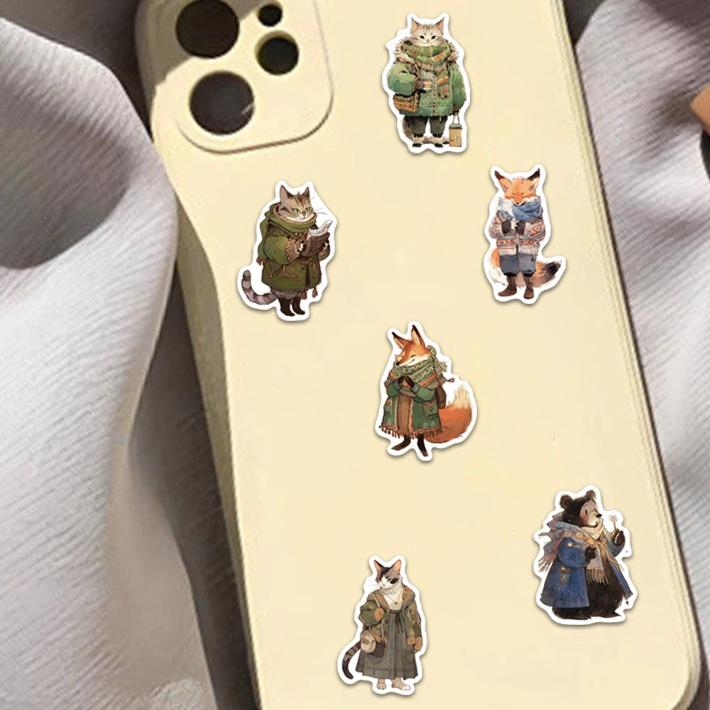 50PCS Creative Winter Animal Cute High Beauty Stickers Phone Cases Handbooks Water Cup Stickers
