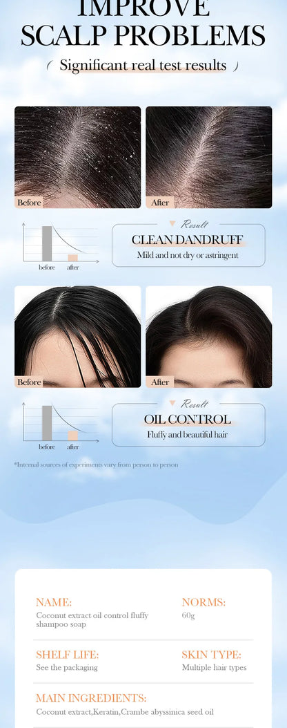 60g Coconut Shampoo Soap Deep Cleansing Hair Soap Lightening Original Strengthening Hair Roots Deep Cleansing Shampoos Hair Care