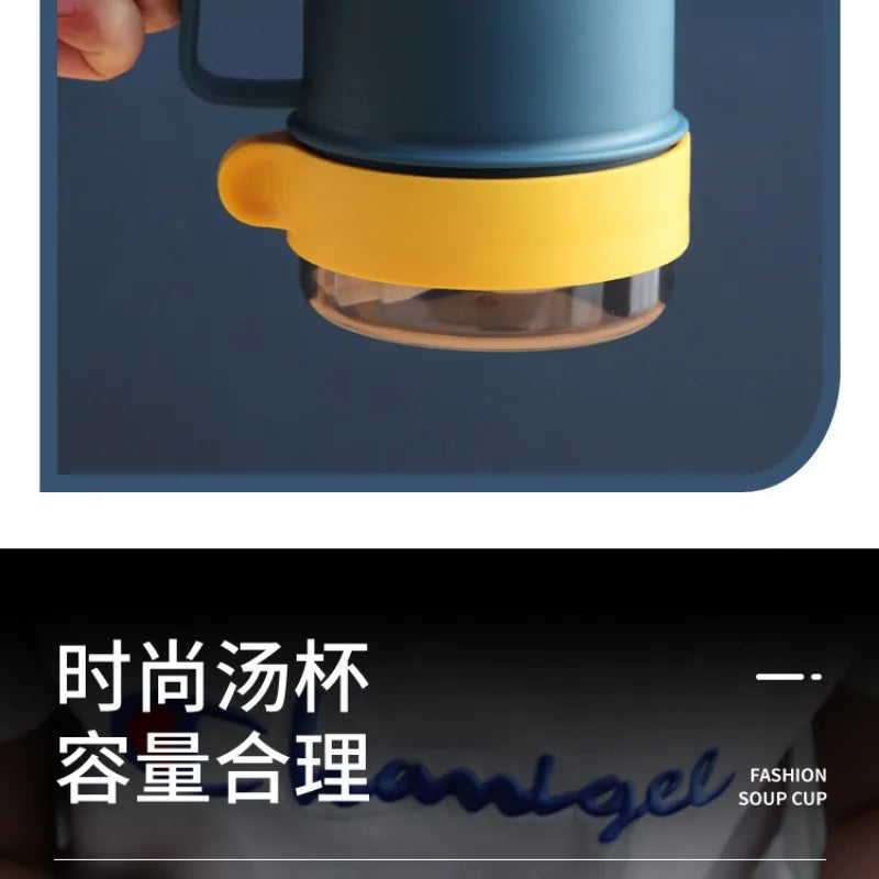 500ML Portable Breakfast Cups Oatmeal Cereal Nut Yogurt Salad Cup with Lid Spoon School Lunch Box Microwave for Kitchen Tools