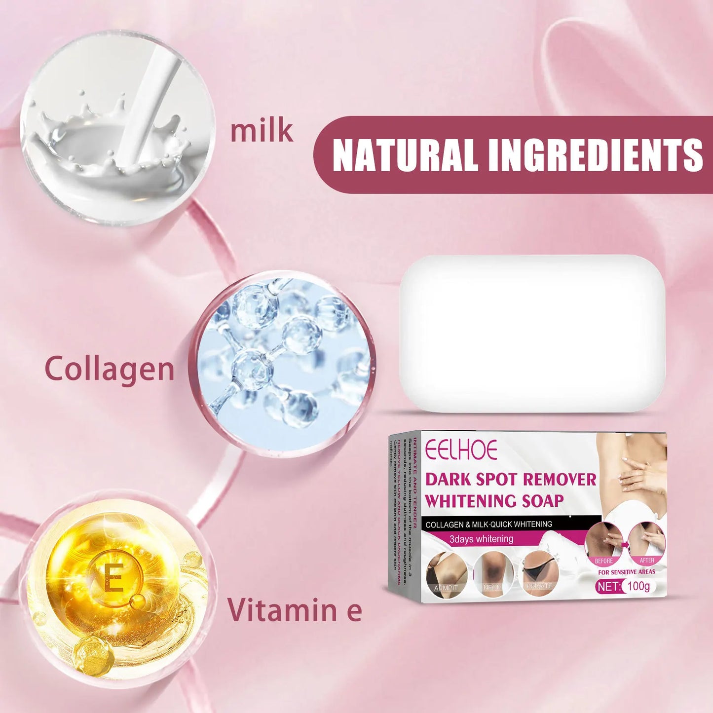 Skin Whitening Soap Remove Dark Spot Underarm Knee joint Lightening Brighten Armpit Improve melanin Dull body cleaning bath care