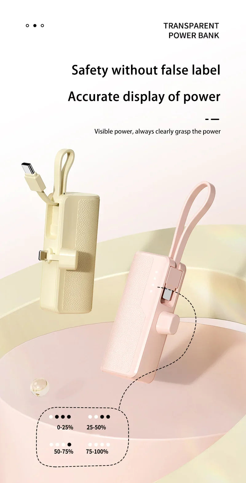 Xiaomi Power Bank 50000mAh Pocket Power Bank Portable Capsule Power Bank Fast Charging External Battery for iPhone Samsung