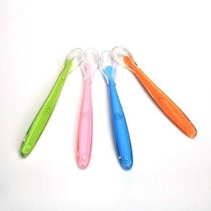 New Baby Soft Safety Spoon Bowl Container Silicone Spoons Tableware for Child Infant Solid Feeding Flatware Toddler Care Feeder