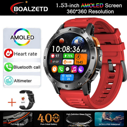 New Military Sports GPS Smart watch AMOLED HD IP68 outdoor NFC Sport Watch Fitness tracker Health monitor BT call LED flashlight
