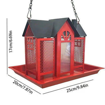 Bird Feeders For Outdoors Metal Bird Garden Feeders Rain/Wind-Proof Cottage Bird Feeder Large-Capacity Bird Food Feeder