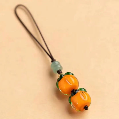 Everything Goes Well Phone Lanyard Fashion Cute Persimmon Phone Case Chain Straps Beaded Phone Anti-lost Rope