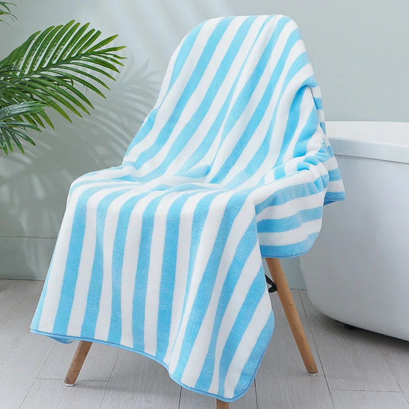 Thick towel Absorbent Facial Towel Striped Coral Velvet Bath Towel Quick Drying Beach Towel Household motion bath bath towel