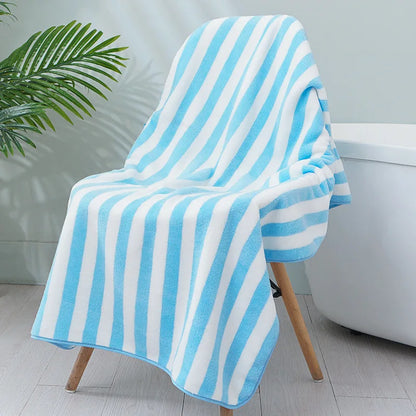 Thick towel Absorbent Facial Towel Striped Coral Velvet Bath Towel Quick Drying Beach Towel Household motion bath bath towel