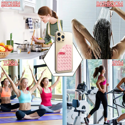 Double-sided Suction Cups Phone Holder, Silicone Suction Phone Case Adhesive Sticky Phone Grip Hands-Free Phone Grip Phone Stand