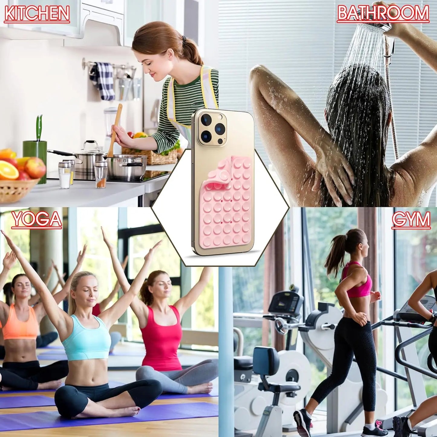 Double-Sided Suction Cup Phone Mount, Silicone Suction Phone Case Adhesive Sticky Phone Grip Hands-Free Phone Grip Phone Stand