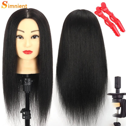 100% Real Human Hair Doll Head For Hairstyle Professional Training Head Kit Mannequin Head Styling To Practice Hot Curl Iron St