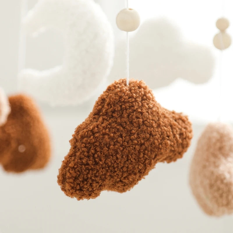 Baby Crib Mobile Rattle Toy 0-12Months Infant Soft Felt Teddy Velvet Pink Bear Bed Bell Hanging Toy Holder Bracket Crib Girl Toy