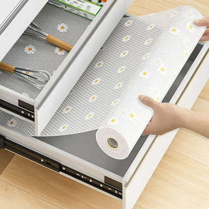 Non-Slip Drawer Mat Thicken Flower Pattern Shelf Cover Liners Waterproof Cabinet Pads EVA Placemat Table Fridge Pad Desk Covers