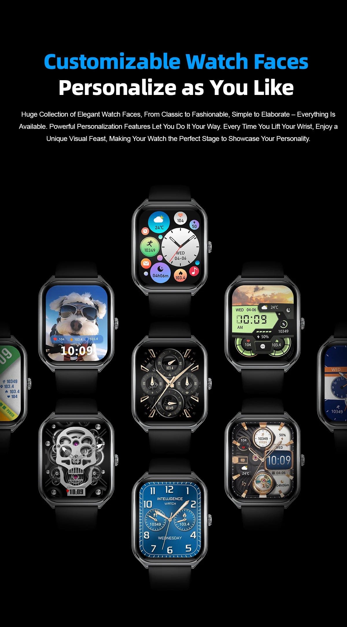 2025 A new smart watch, 1.96-inch sports watch, IP67 waterproof, 110+ sports mode, fitness activity tracker, ultra-thin watch.