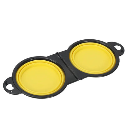 2 in 1 Collapsible Double Feeding Bowl Mini Folding Water Bowl for Dogs and Cats Open Portable Travel Set  Dog Accessories