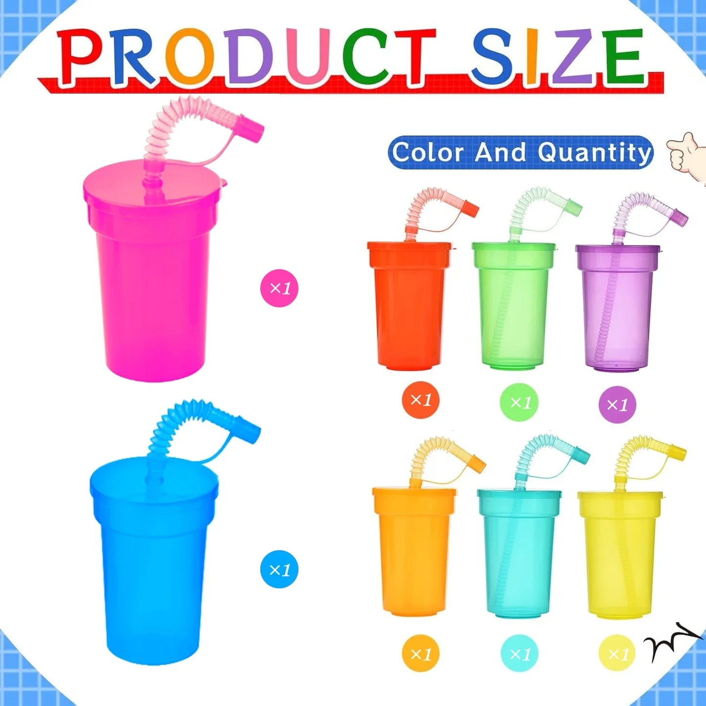 8/16/24pcs Neon Sipper Cups, Spill-Proof Cups with Lids and Straws - Ideal for School Events, Themed Parties, and Birthday Party