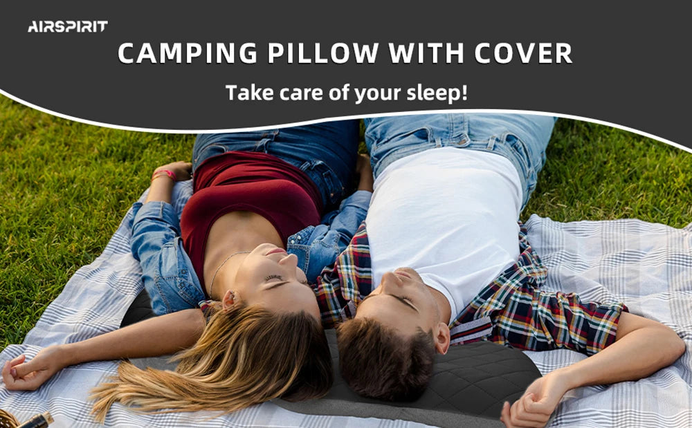 Inflatable Camping Pillow with Removable Washable Cover,Travel Pillow for Neck Support,Hiking,Backpacking,Office,Airplane,Car