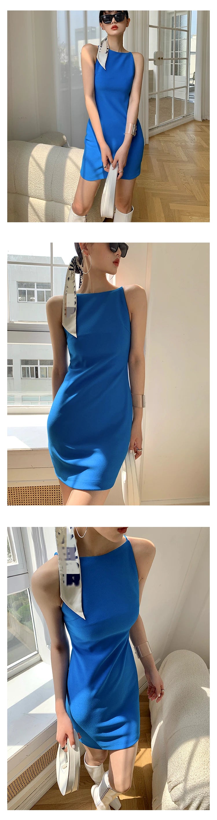 Jielur Summer Women New Spaghetti Strap Elegant Party Mini Dress Female Fashion Sexy Ladies Sleeveless Clothes