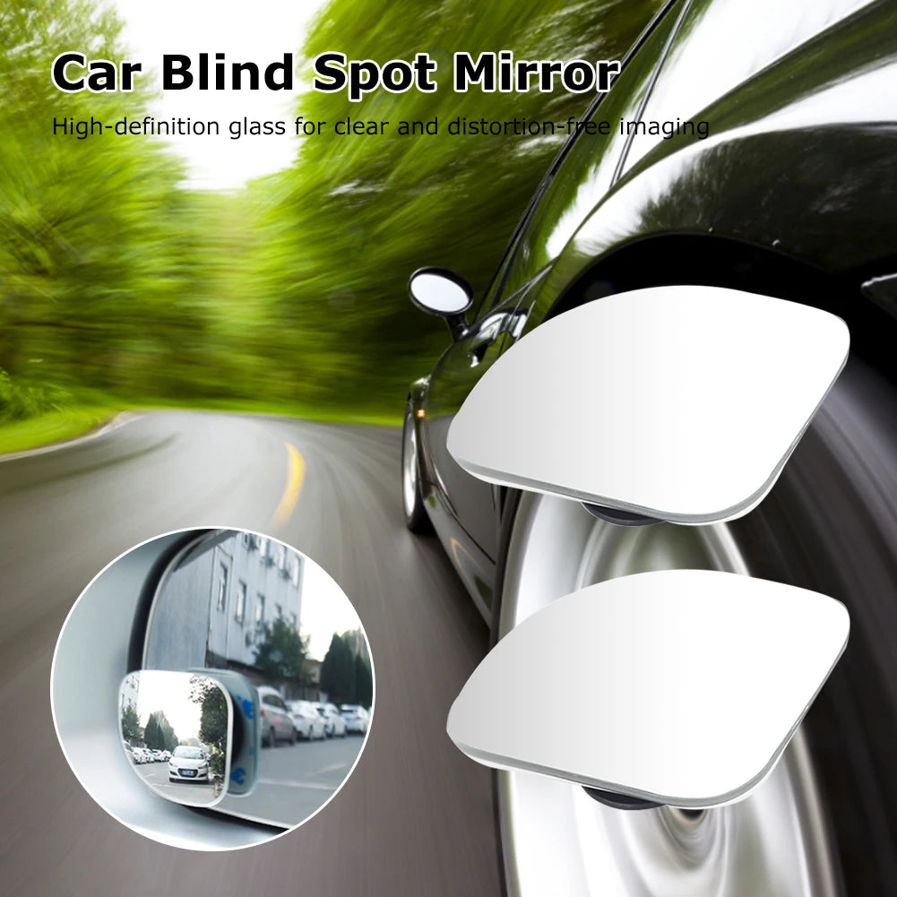 2pcs Car Mirror HD Convex Mirror Blind Spot Wide-angle 360 Degree Adjustable Clear Rearview Auxiliary Safety Driving Mirrors