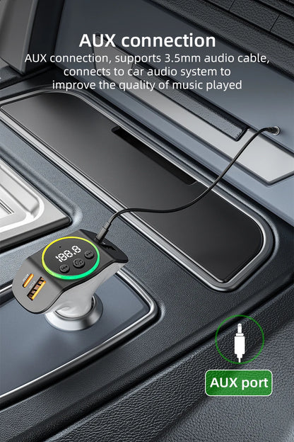 PD30W+QC3.0 Bluetooth 5.3 Car MP3 Player FM Transmitter Wireless Handsfree U Disk Play Music USB Type-C Car Fast Charger Adapter