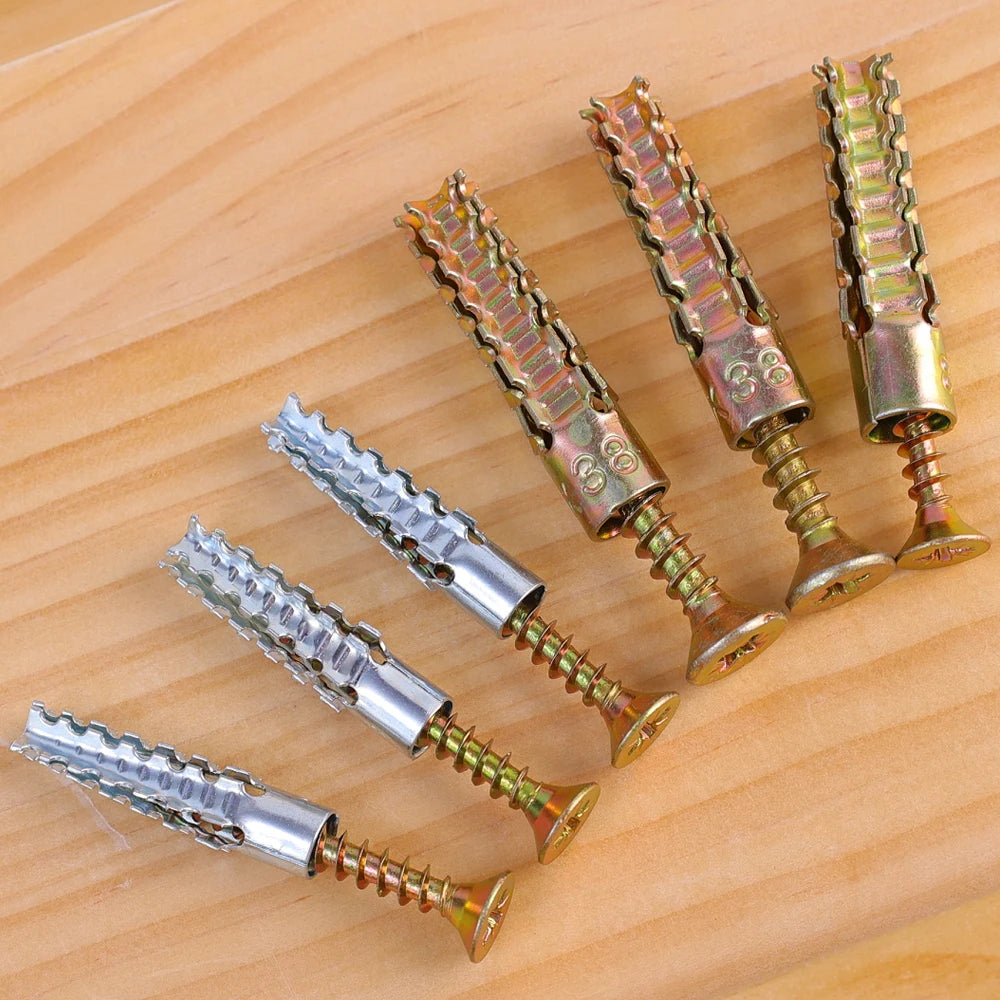 Heavy Duty Steel Wall Anchor With Screws Kit Metal Tube Expansion Self Tapping Screw Drywall Drilling Plug Fastener Bolt Anchors