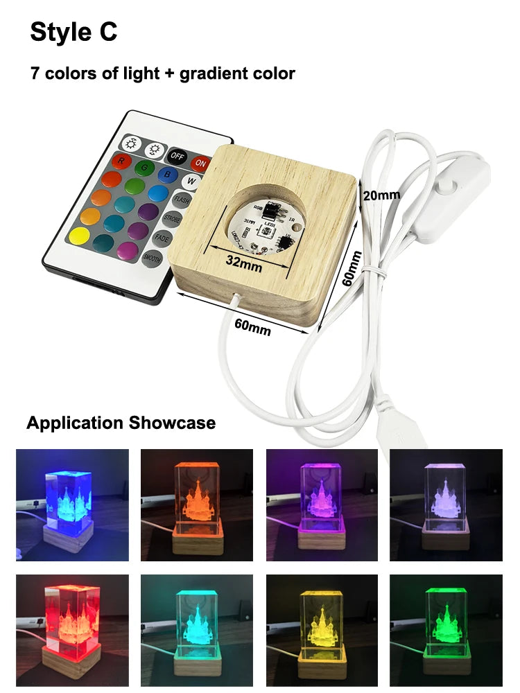 Wood Desktop Decorative Lights Light Base Night Light Wooden Led Usb Display Light Display Stand Lamp Holder Lamp Art Ornament