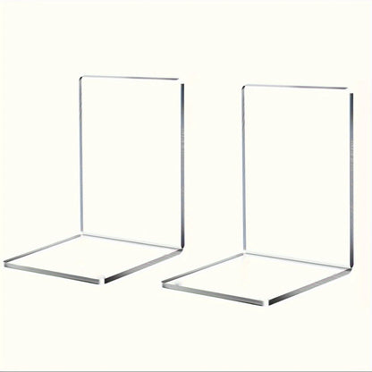 1/2pcs Clear Acrylic Bookends, Durable Transparent Bookshelf Partition Plates, for Office, School, and Home Organization