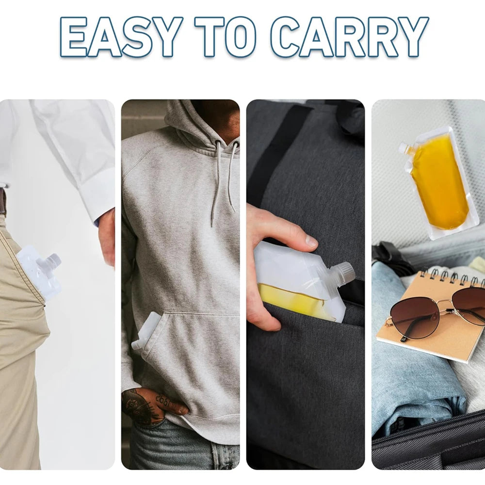 Plastic Flasks Reusable Drinks Pouches Juice Flasks, Plastic Flasks for Travel, Outdoors, Concerts, Events, Leak-Proof, BPA Free