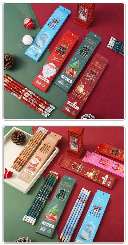Christmas gift cartoon cute 6 HB pencil set with eraser box office cultural and educational supplies