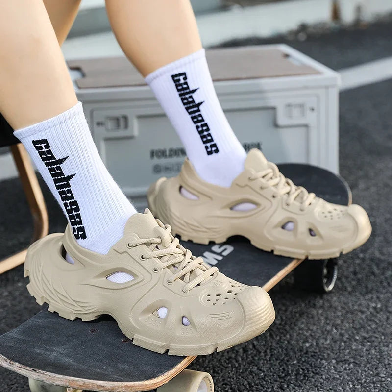 Sandalias Hombre Verano Sandals Men's New Summer Non-Slip Anti-Odor Hollow Breathable Outdoor Casual Flat Beach Shoes