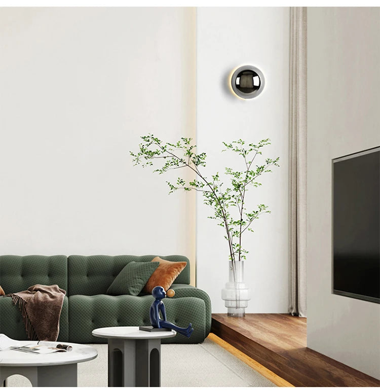Nordic decorative gold circular wall lamp bedroom bedside living room dining room art minimalist wall mounted lamp