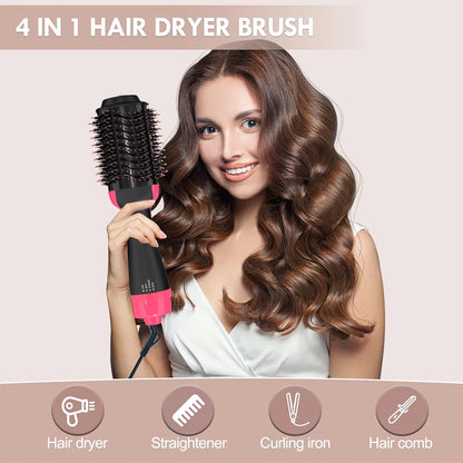 LISAPRO Hot Air Brush &One-Step Hair Dryer Brush &Volumizer 1000W Blow Dryer Soft Touch Pink Styler Gift