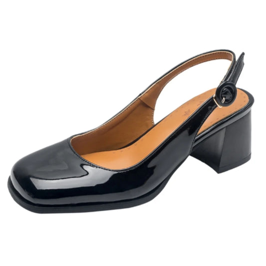 Fashion Slingback Sandals Shoes Women Block Heels Close Toe Party Office Shoes Ladies Elegant Short Heeled Silver Mules Shoes