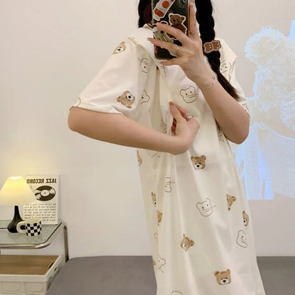 Maternity Clothings Nursing Dresses Breastfeeding Sleepwear Pattern Printing Cheerful and Lively Girl Feeling for Pregnant Women