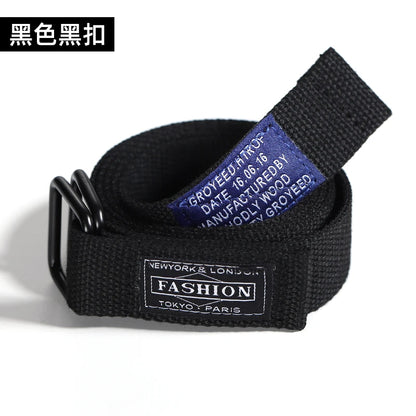 Double-loop belt men and women belt INS double-loop tide double-loop canvas Korean version of young students casual outdoo