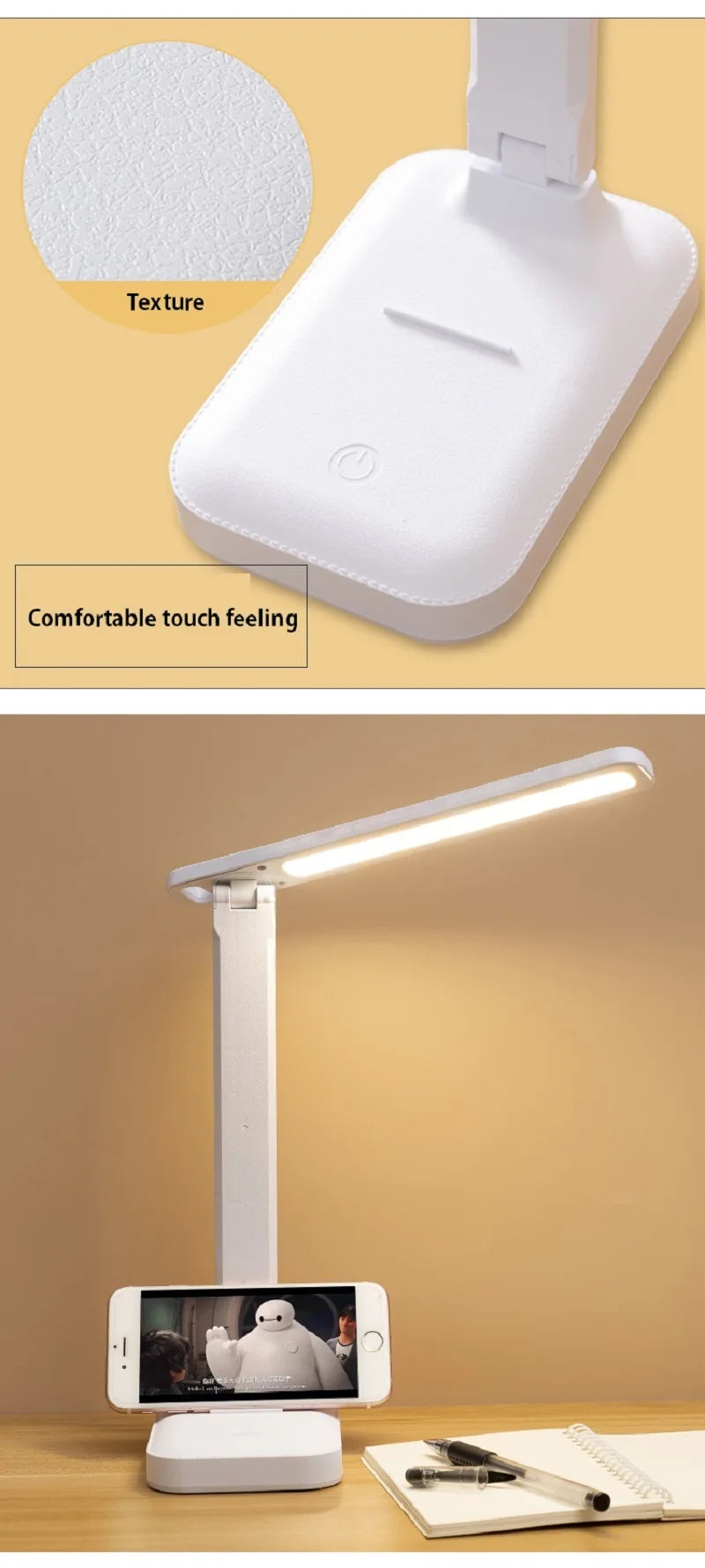 LED Table Lamp Eyes Protection Touch Dimmable LED Reading Light Student Dormitory Bedroom Reading USB Rechargable Desk Lamp