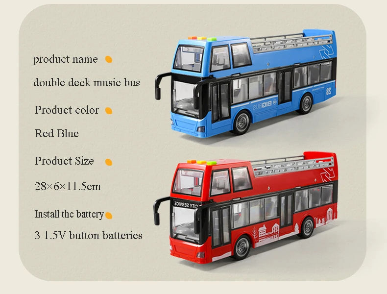 High-quality school bus toy car model large sound and light double-decker bus simulation car toy children's gift