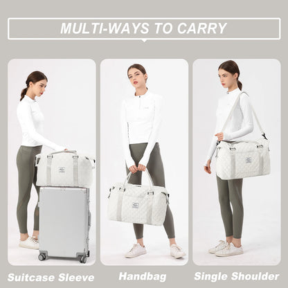 Large Duffle Tote Bag Weekender Carry on Overnight Bags for Women Travel With Trolley Sleeve Wet Pocket, Sports Tote Gym Bag