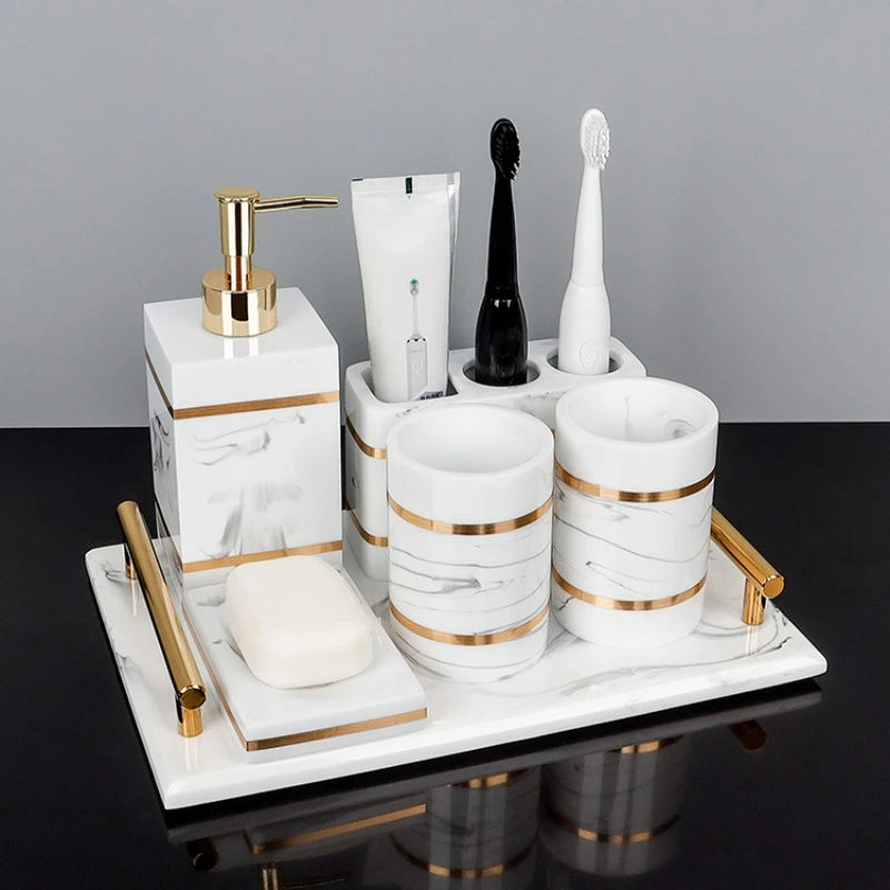 1pcs Resin Light Luxury Bathroom Wash Tray Hotel Bathroom Bathroom Wash Table Toothbrush Shelf Decoration  Toilet Accessories