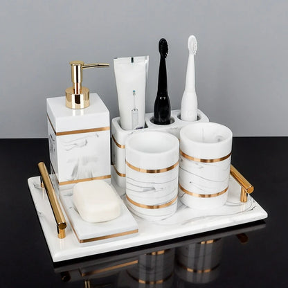 1pcs Resin Light Luxury Bathroom Wash Tray Hotel Bathroom Bathroom Wash Table Toothbrush Shelf Decoration  Toilet Accessories