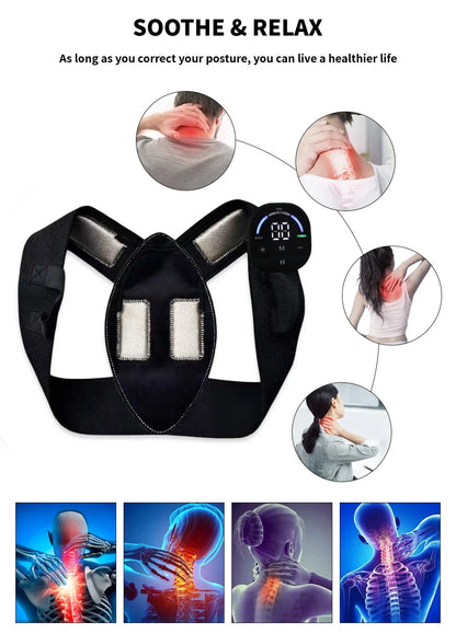 EMS Perfect Posture Belt Corrector Back Massage With Muscle Stimulator For Adult and Kids Improve Lumbar Support Posture