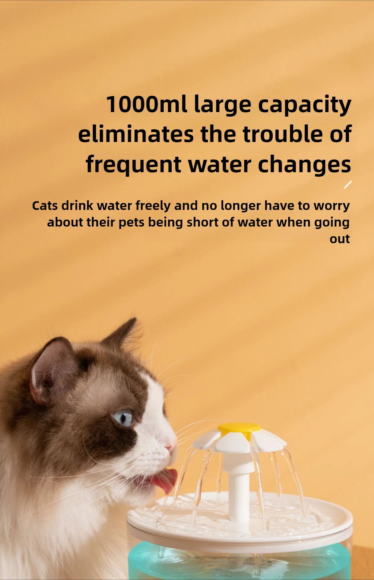 1L USB Electric Mute Pet Water Fountain Automatic Cat Drinking Bowl Filter Quiet Dispenser with Carbon Filter for Fresh Water