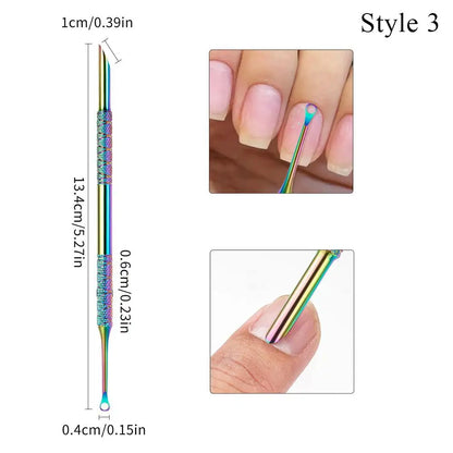 Pedicure Tool Double-Headed Nail Cuticle Pusher Polish Scraper Hook Type Dead Skin Remover Nail Care Stainless Steel