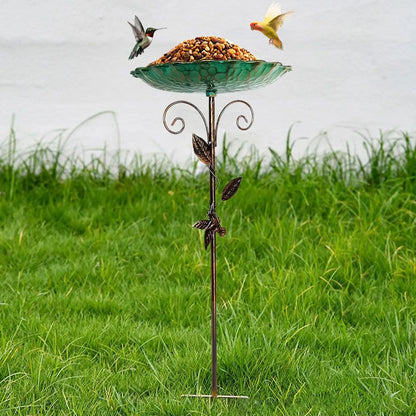 Birdbaths for Outdoors Garden Birdfeeder Standing Metal Bird Feeder Bowl Height Adjustable Winterproof Decorations for Yard