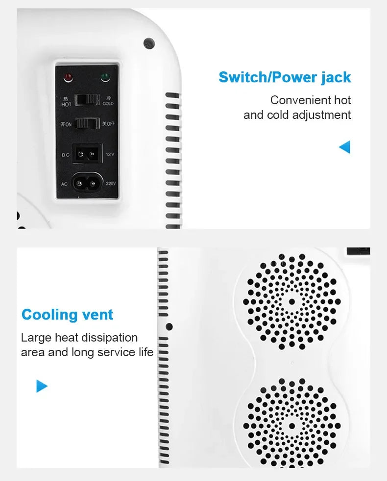 6L Mini Car Refrigerator 12V DC 220V AC Electric Portable Beauty Cooler Warmer Car Mini Fridge Ice Box for Home Camping Travel