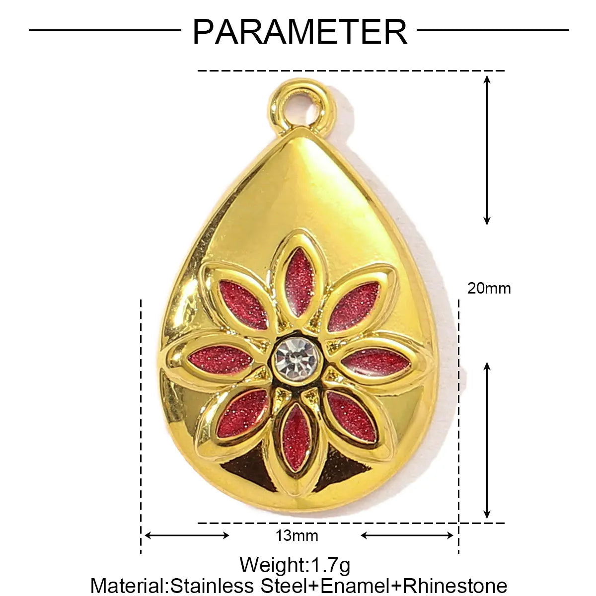 3pcs/Lot Sweet Gradient Enamel Rose Stainless Steel Diy Charm Women Rainbow Flower Waterdrop Necklace Pendant Love Heart Jewelry